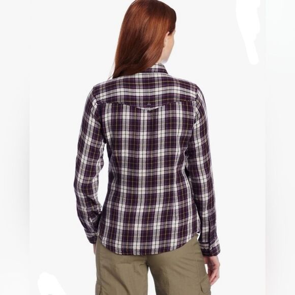 🔹️Prana Purple Plaid Riley Button Long Sleeve Top Large - Picture 2 of 12